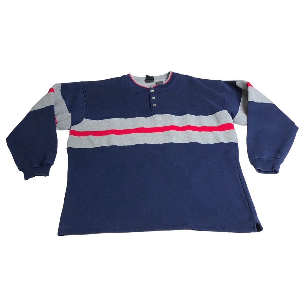 Vintage JC Penney Olympics Henley Sweatshirt Mens XL Blue Color Block USA 90s